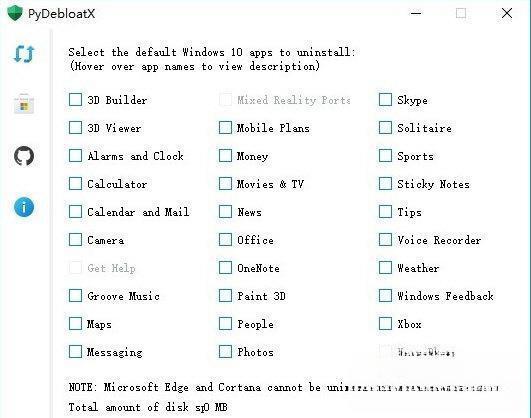 PyDebloatX(卸载win10默认应用)电脑版 V1.8.0 官方版