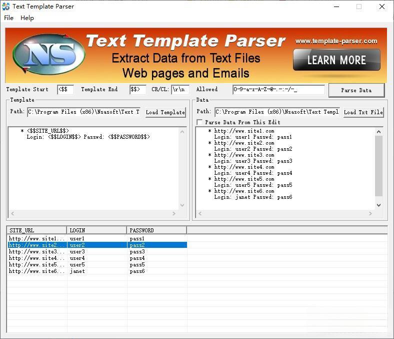 Text Template Parser(数据提取软件)v2.5