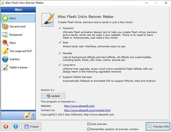 Aleo Flash Intro Banner Maker(Flash动画制作软件) v4.1